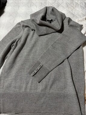Talbots Metallic Gray Cowl Neck Sweater